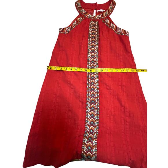 THML Red Embroidered Halter Mini Dress - Size S - Picture 7 of 16